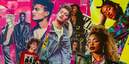 distintas personas en un collage de colores y estética en sintonía con la cultura pop