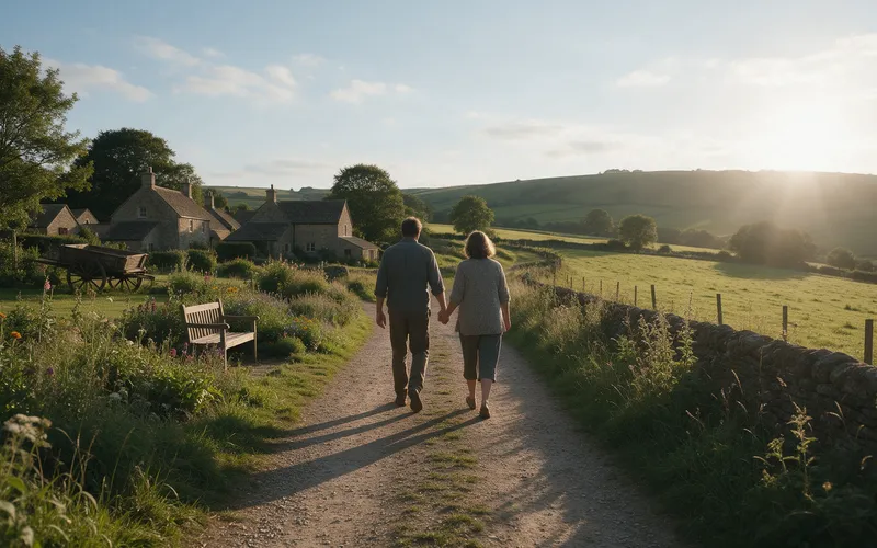 Padre y madre caminando de la mano por un camino de campo, padres como equipo en la terapia familiar sistémica